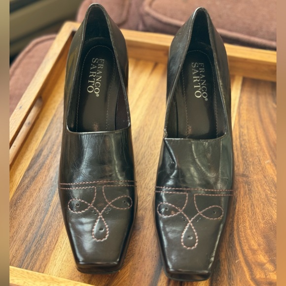 franco sarto brown leather heel 8 - Picture 7 of 8